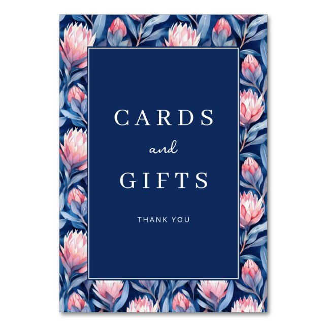 Numeração De Mesa Elegant Navy Floral Gratitude Border (Frente)