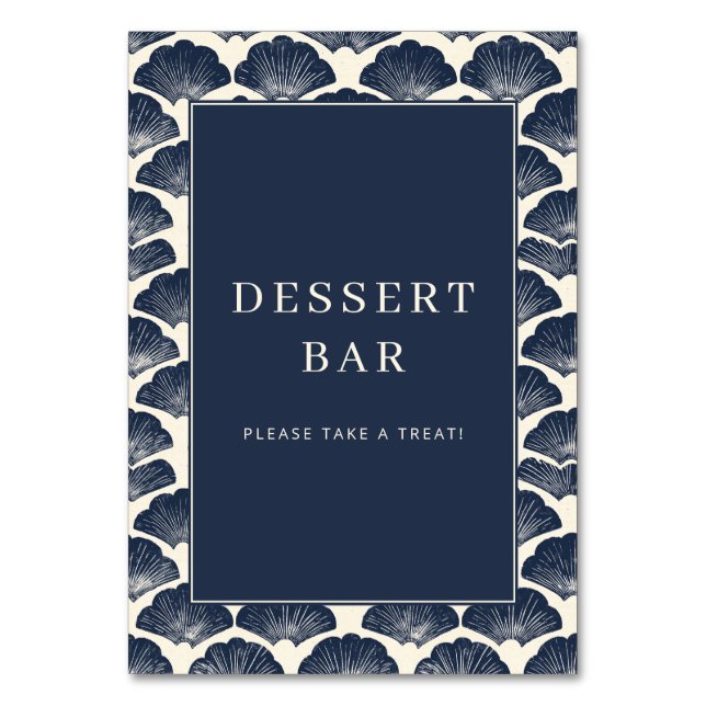 Numeração De Mesa Elegant Navy Shell Motive Border (Frente)