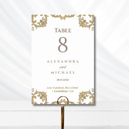 Numeração De Mesa Elegant Ornate Baroque Christian Wedding 