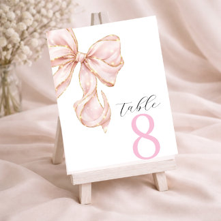 Numeração De Mesa Elegant Pink Bow Table Numbers 