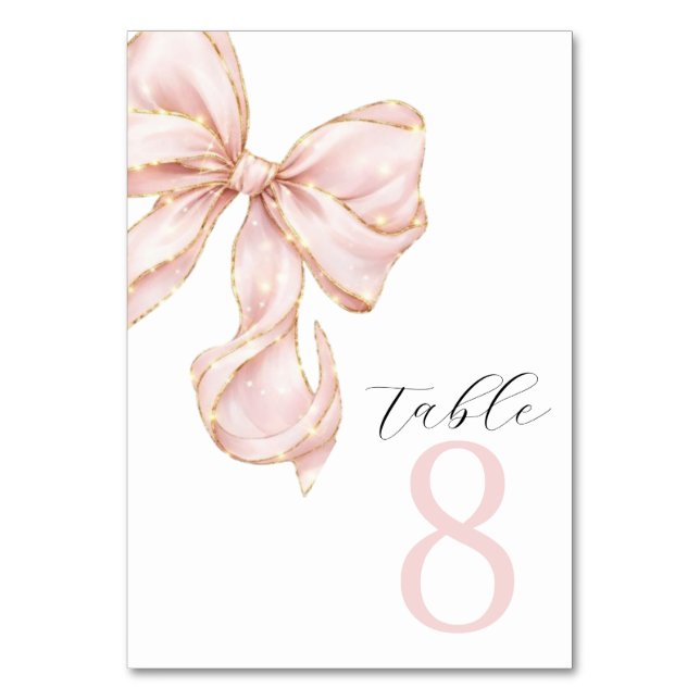 Numeração De Mesa Elegant Pink Bow Table Numbers  (Verso)