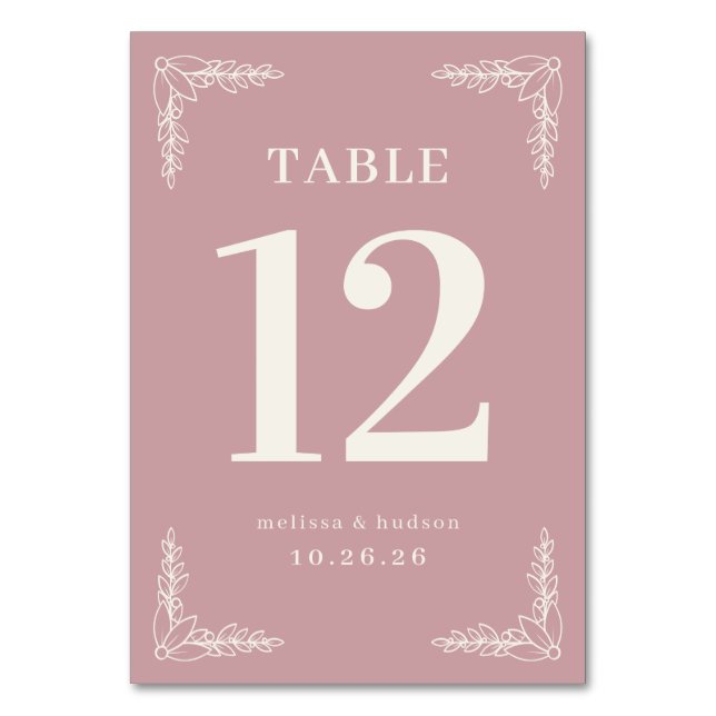 Numeração De Mesa Elegant Pink Floral Table Number (Frente)