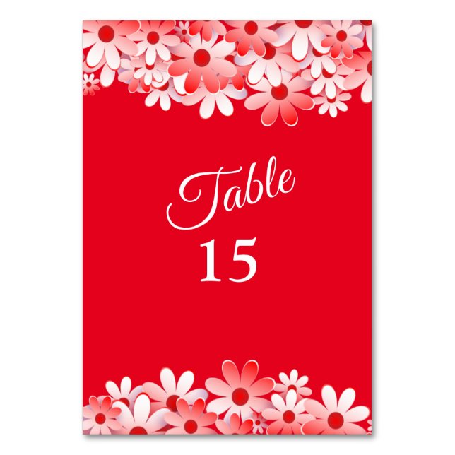 Numeração De Mesa Elegant Red White Floral Party (Frente)