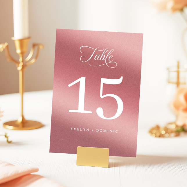 Numeração De Mesa Elegant Rose Gold Modern Wedding (Criador carregado)