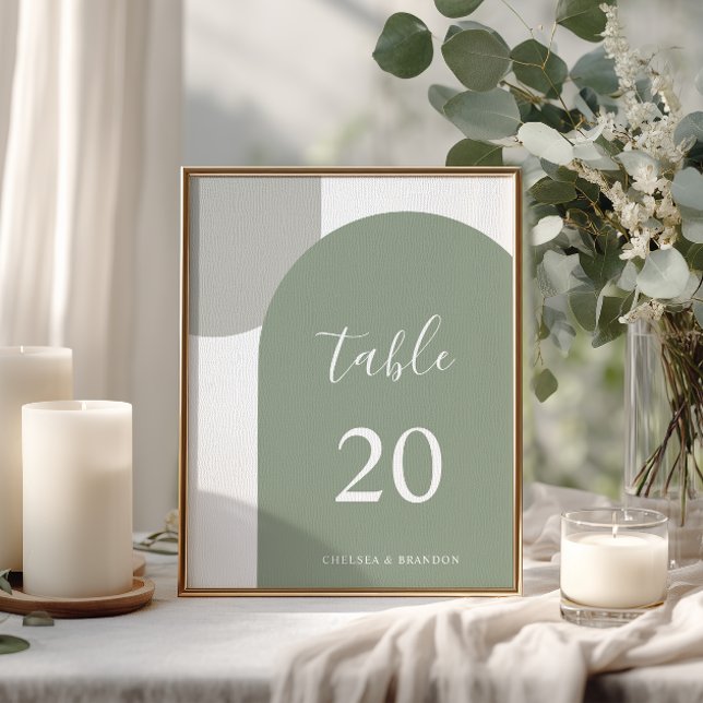 Numeração De Mesa Elegant Sage Green Boho Arch Wedding Table Number (Criador carregado)