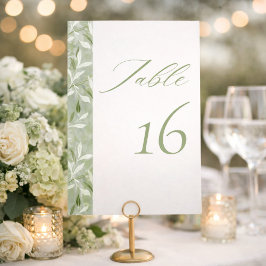 Numeração De Mesa Elegant Sage Green Botanical Wedding 