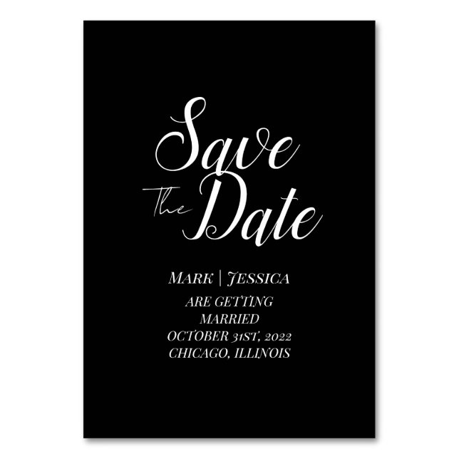 Numeração De Mesa Elegant Save The Date Table Card (Frente)