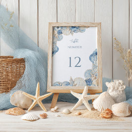 Numeração De Mesa Elegant Seashell Border Wedding