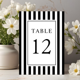 Numeração De Mesa  Elegant Striped Black And White Wedding
