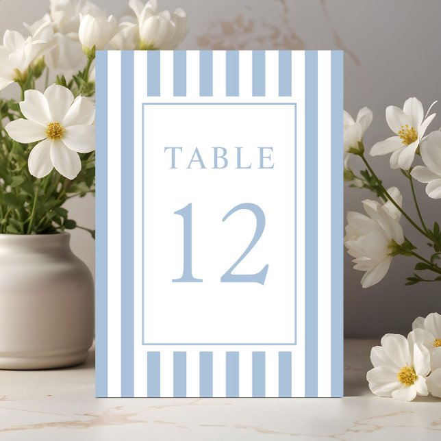 Numeração De Mesa  Elegant Striped Powder Blue Wedding (Elegant Striped Powder Blue Wedding Table Number)