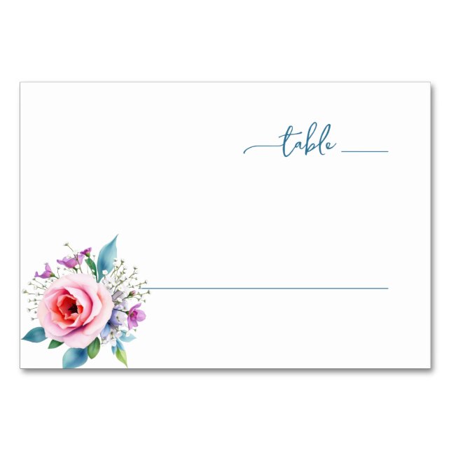 Numeração De Mesa Elegant Teal Floral (Frente)