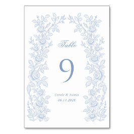 Numeração De Mesa Elegant Vintage Floral Frame Dusty Blue Wedding