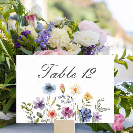 Numeração De Mesa Elegant Watercolor Wildflowers Spring Wedding