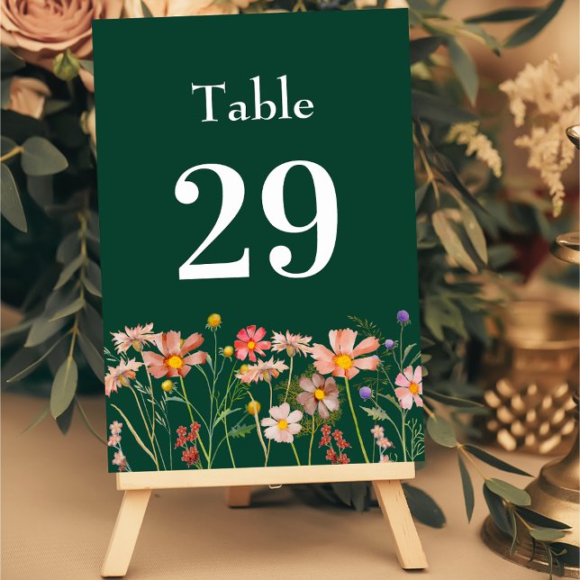 Numeração De Mesa Elegant Wildflower Boho Floral Green Wedding (Wildflower boho fall floral green terracotta Wedding table card watercolor garden meadow flowers )