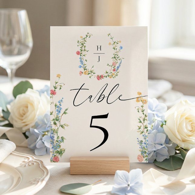 Numeração De Mesa Elegant Wildflower Wedding Reception (Criador carregado)
