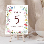 Numeração De Mesa Elegant Wildflower Wedding Table Number<br><div class="desc">Watercolor Elegant Wildflower Wedding Table Number. Matching items available.</div>