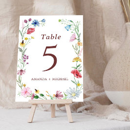 Numeração De Mesa Elegant Wildflower Wedding Table Number