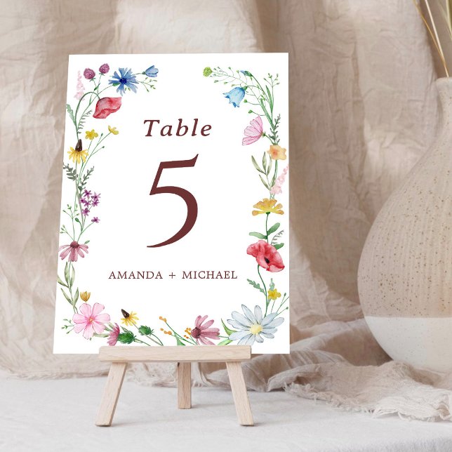 Numeração De Mesa Elegant Wildflower Wedding Table Number (Criador carregado)