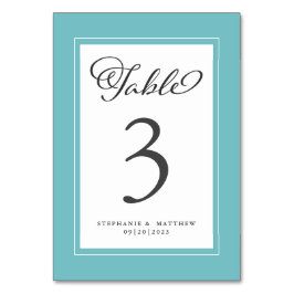Numeração De Mesa Elegante Aqua Azul, Recepção de casamento Verde e 