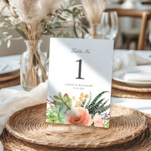 Numeração De Mesa Elegante Aquarela Suculente   Casamento