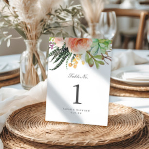 Numeração De Mesa Elegante Aquarela Suculente Casamento