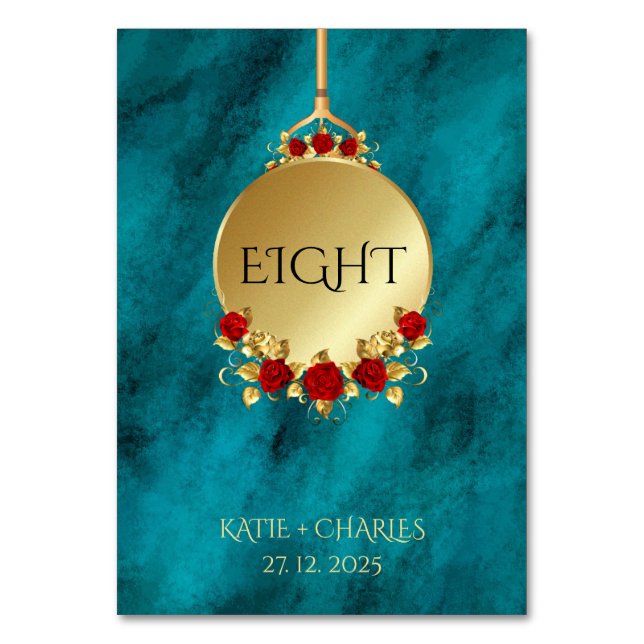 Numeração De Mesa Elegante Azul Opulência Dourada Luxo Real (Frente)