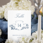 Numeração De Mesa Elegante Blue France Floral Crest Table<br><div class="desc">Ornamentado elegante crista floral azul empoeirado adaptado da gravura francesa clássica do século XVIII com campos de texto para personalização.</div>