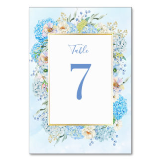 Numeração De Mesa Elegante Blue Hydrangea