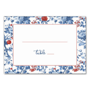 Numeração De Mesa Elegante Bordado Floral Azul
