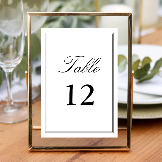 Numeração De Mesa Elegante Caligrafia de Casamento em Script Clássic (Elegant white script table numbers guide guests with classic style at wedding receptions.)