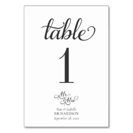 Numeração De Mesa Elegante Calliografia Sr. e Sra. Wedding