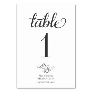 Numeração De Mesa Elegante Calliografia Sr. e Sra. Wedding