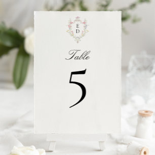 Numeração De Mesa Elegante Caprichoso Monograma de Crista Floral Roc