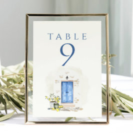 Numeração De Mesa Elegante Casamento Aquarela Mediterrâneo
