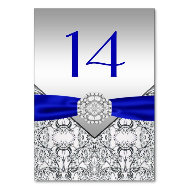 Numeração De Mesa Elegante Casamento Azul Royal Prata (Frente)