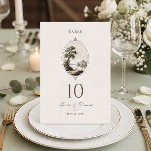 Numeração De Mesa Elegante Casamento de Chateau Francês Vintage