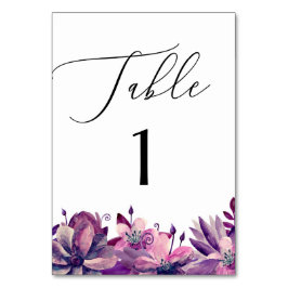 Numeração De Mesa Elegante casamento roxo floral script aquarela