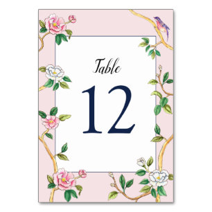 Numeração De Mesa Elegante Chinoiserie Floral Rosa