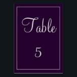 Numeração De Mesa Elegante Classe Ameixa e Prata<br><div class="desc">Um cartão de mesa elegante que é verdadeiramente incrível, este item retrata um design de ameixa e prata usando modelos fáceis de preencher. O texto pode ser personalizado, bem como a cor do cartão de mesa e do quadrado. Personalize o seu hoje!</div>