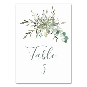Numeração De Mesa Elegante Clássico Casamento de Eucalipto Verde