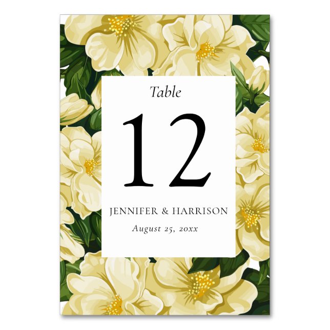 Numeração De Mesa Elegante, convite de casamento botânico (Frente)