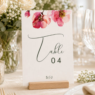 Numeração De Mesa Elegante Coral Rosa Floral casamento em aquarela