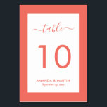 Numeração De Mesa Elegante Coral Wedding<br><div class="desc">Números da mesa de casamento de corais elegantes. Personalizar facilmente online. Itens correspondentes disponíveis para complementar este cartão de número da mesa de casamento coral moderno.</div>