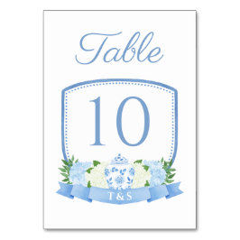 Numeração De Mesa Elegante Crista de Casamento Chic Chinoiserie Aqua