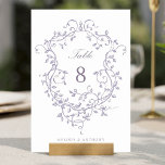 Numeração De Mesa Elegante Crista Floral de Lavanda Francesa<br><div class="desc">Número de mesa clássico com crista floral de lavanda no estilo vitoriano francês. Para personalização avançada deste design,  clique no BOTÃO DE FERRAMENTA DE DESIGN acima!</div>