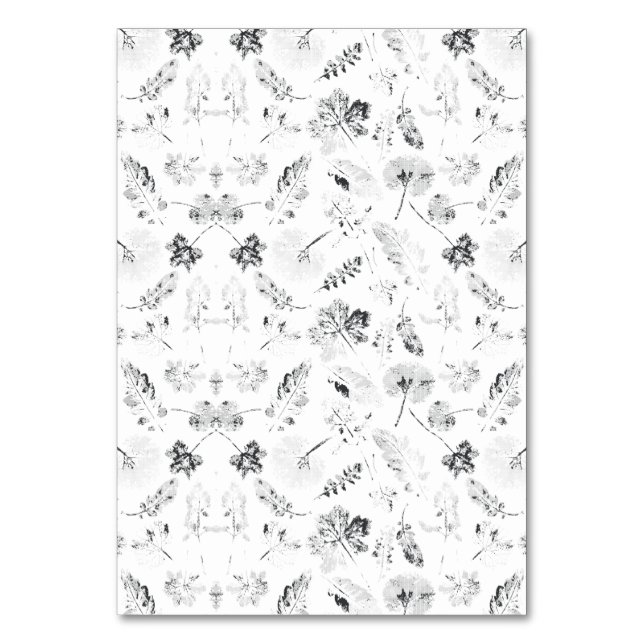 Numeração De Mesa Elegante desenho floral em preto e branco exibindo (Frente)