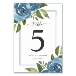 Numeração De Mesa Elegante Dusty Blue Watercolor Table Number