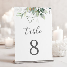 Numeração De Mesa Elegante Eucalyptus Deixa Casamento Dourado Verde
