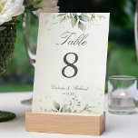 Numeração De Mesa Elegante Eucalyptus Deixa Casamento Dourado Verde<br><div class="desc">Lindos números de mesas de casamento com a aquarela eucalipto e folhas de ouro.</div>