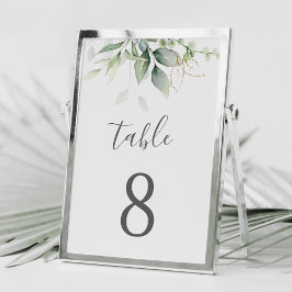 Numeração De Mesa Elegante Eucalyptus Deixa Dourado Casamento Verde 